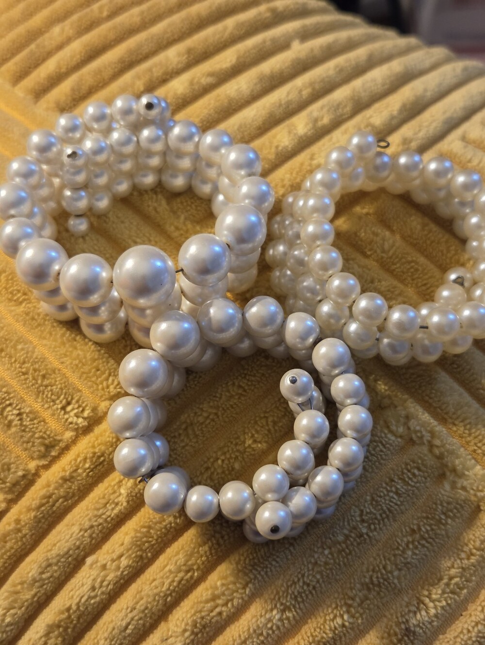 Vintage 1950s Multi Strand Bracelets – Faux Pearl Memory Wire Wrap (3)